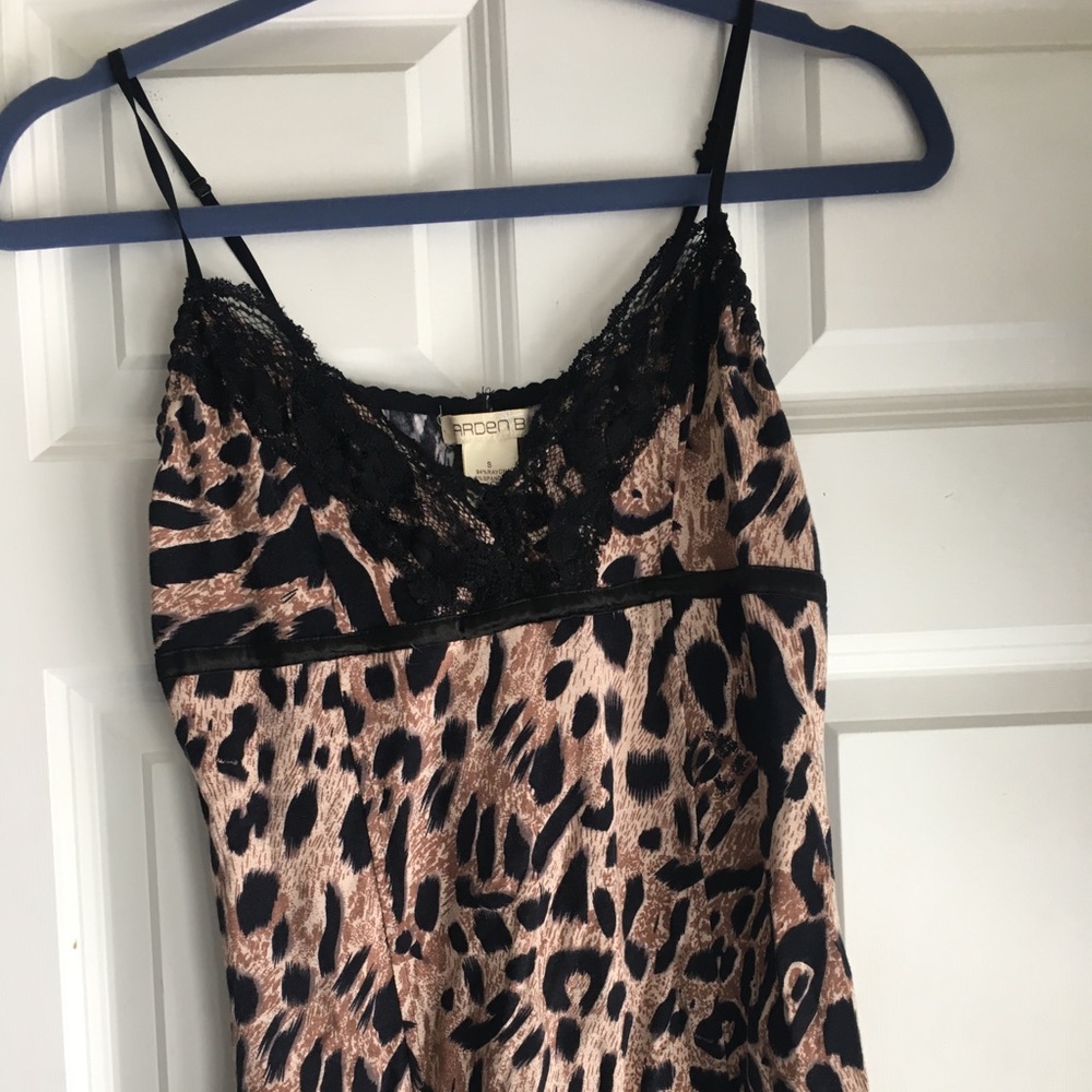 Arden B Black and Brown Leopard Print Lace Trim Tank Top Y2K vintage